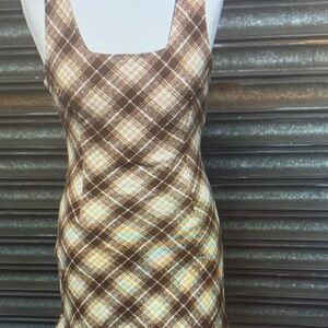 Zara Brown Plaid Mini Dress